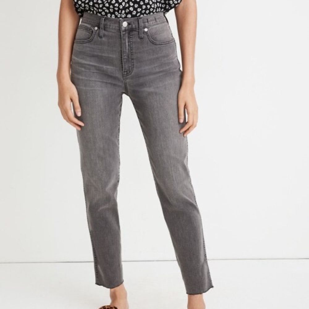 Madewell‎ Stovepipe High Rise Crop Jeans Cement Wash Raw Hem Edition Sz 26